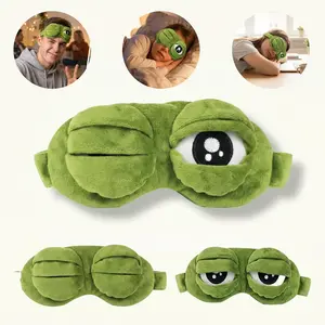 Funny 3D Green Frog Sleep Eye Mask, Ultra Soft Plush Cute Cartoon Eyeshade, Adjustable Light Blocking Blindfold, Portable Travel Nap Mask, Novelty Whimsical Gift for Adults