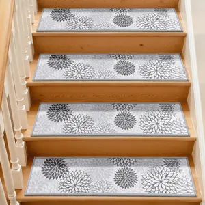 [FebruaryStockUp] HEBE Carpet Stair Runner for Wooden Steps Indoor 15 Pack 8"x30" Peel and Stick Non Slip Stair Treads Reusable Easy To Install Sturdy Cleanable for Dogs Kids and Elders