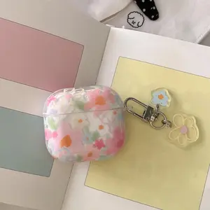 Flash Powder Flower + Charm Compatible Apple For AirPods Pro 2 Case, AirPods Pro Case, AirPods 4 Case, AirPods 3 Case, AirPods 2 Case, Stylish Women's Earphone Cover