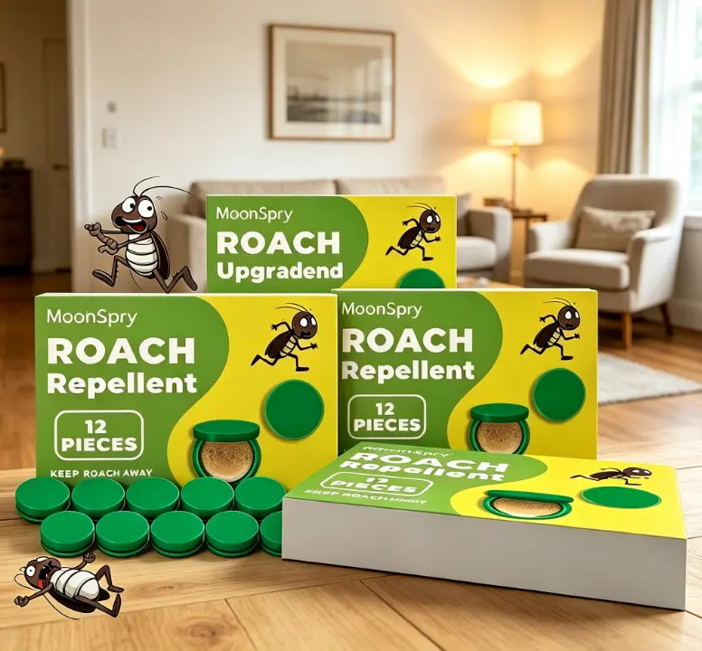 MoonSpry Roach Repellent 12 Pieces Natural Cockroach Deterrent Pods, Long Lasting Indoor Pest Control, Safe Non-Toxic Roach Barrier for Kitchen, Cabinet, Bathroom & Whole House
