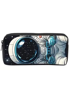 Single-layer pencil case with astronaut game pattern print