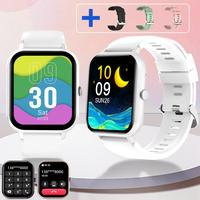 1pc White Watch+3pcs Band (Black+Green+Pink)