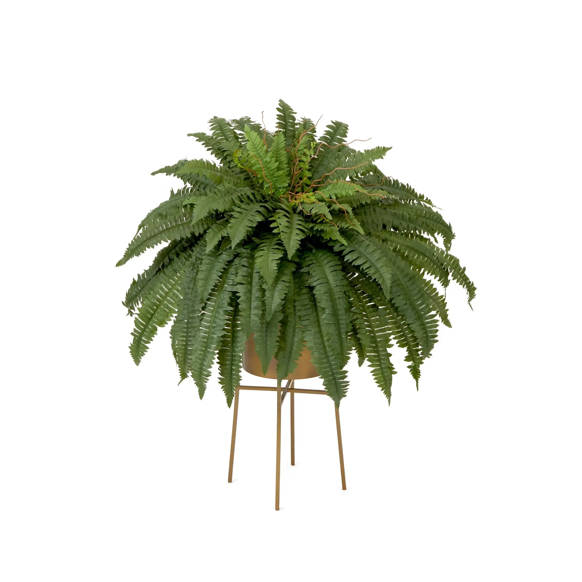 Chic 32-in Adjustable Artificial Boston Fern DIY Kit - Artificial Faux Greenery Accessories Bundle with Metal Planter & Stand, Decorative Moss, Styrofoam Elements for Floral Decor Home Accents