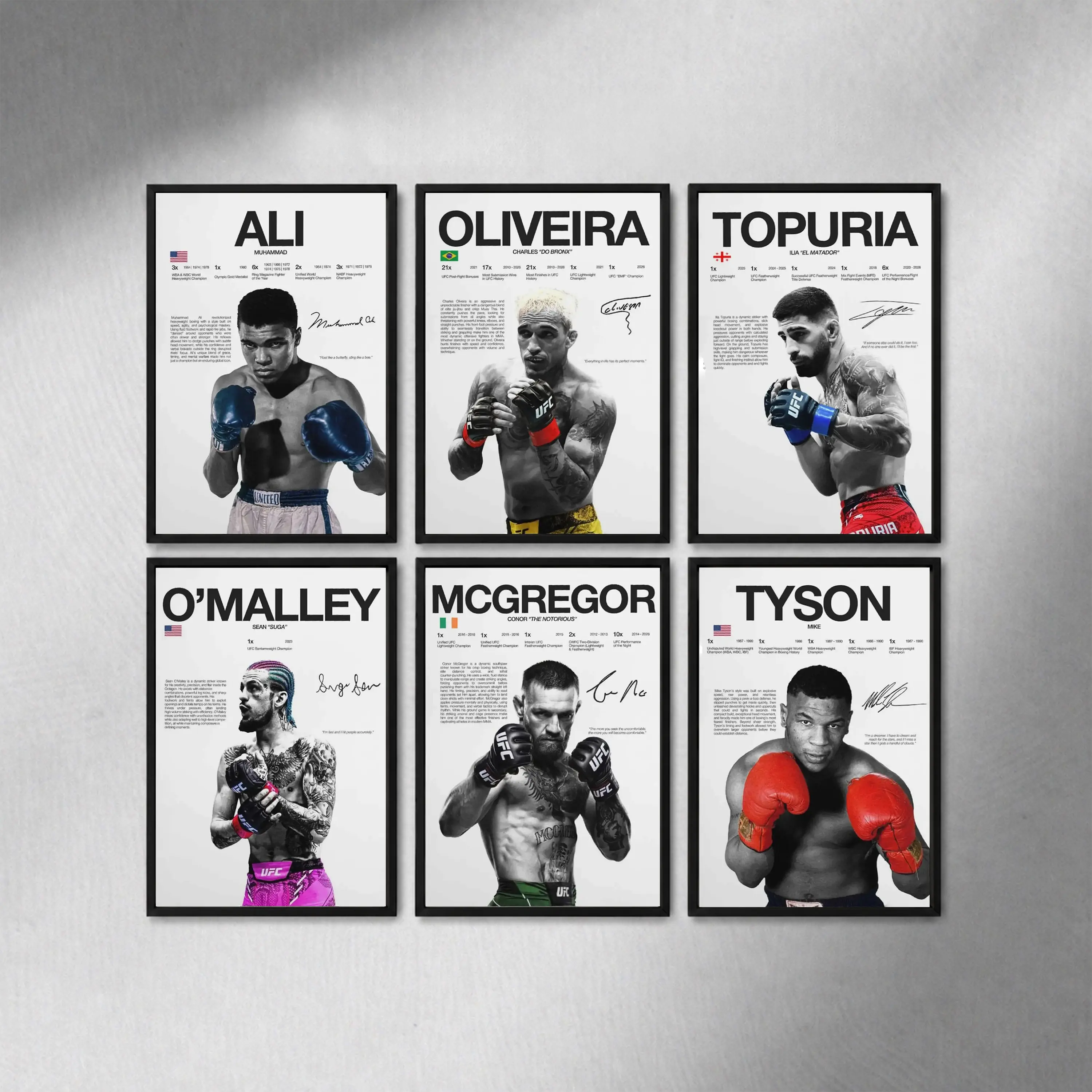 UFC Poster Decor, Boxing Art Decor, Ultimate Fighting Championship Poster, Retro Black and White Style Wall Art Decor, Perfect Wall Decor For Men's Room, Bedroom, Office, Gym, Dorm
