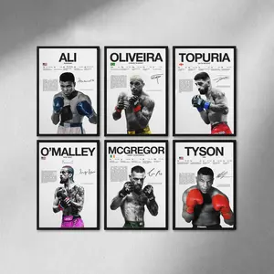 UFC Poster Decor, Boxing Art Decor, Ultimate Fighting Championship Poster, Retro Black and White Style Wall Art Decor, Perfect Wall Decor For Men's Room, Bedroom, Office, Gym, Dorm
