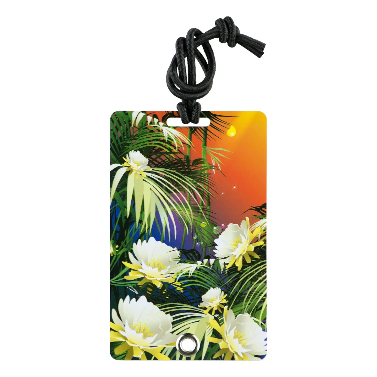 212 MAIN PVC Luggage Tag - 2019 Stylish Kon-Tiki Print Bag Charm Keychain, Credit-Size, Hidden Info, Rivet Fastener, Backpack & Pet Carrier Accessory