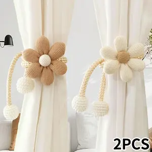 3D Flower Design Curtain Tieback, Adjustable Magnetic Curtain Tieback, Elegant Home Decor for Living Room & Bedroom