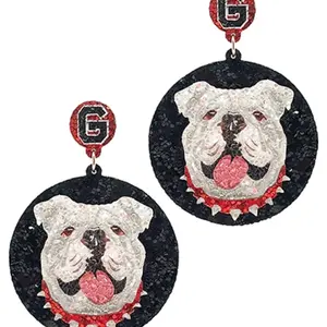 Brookhaven Bauble - Georgia Bulldog Matte Glitter Statement Earrings