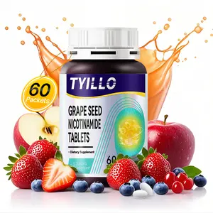 Tyillo Grape Seed Nicotinamide NAD+ energy supplement，Anti-Aging Support，Nourishing skin，Beauty，Support Skin Health Supplement-with Proanthocyanidins 180.6mg Nicotinamide 15mg Vitamin C 45.1mg Vitamin E 5.1mg，suitable for women and men-60 Tablets.