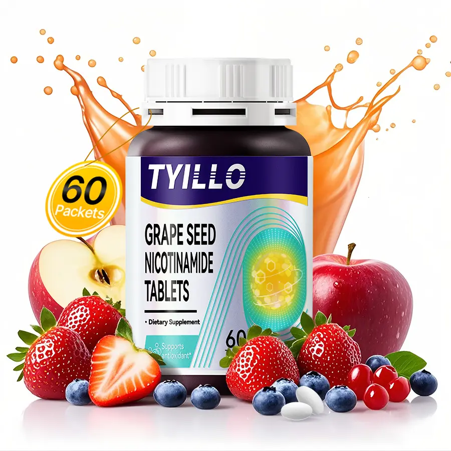 Tyillo Grape Seed NAD+ Energy Dietary Supplement - Proanthocyanidins, Nicotinamide, Vitamin C, Vitamin E (180.6mg,15mg,45.1mg,5.1mg) - Anti-Aging, Skin Care, Nourishing Support for Men & Women - 60 Tablets