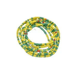 Green/Yellow Color Mini African Waist Beads for Women | Waist Beads | Small Seed Beads | Afrocentric | Cloth & Cord