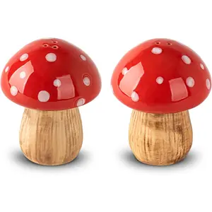 Mushroom Salt And Pepper Shakers Set Ceramic Salt Pepper Shakers Container Red Salt Pepper Shaker Set Salt Shakers For Kitchen Salt And Pepper Jar