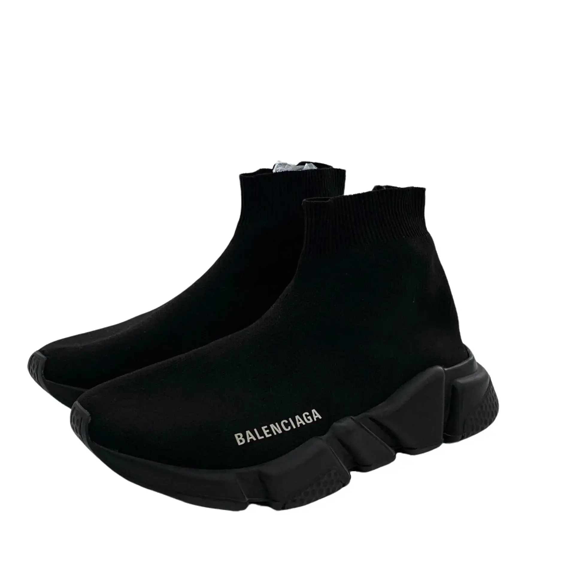 RDLT-Balenciaga Size 37 Black Logo Printed Flat Sock Sneakers-H37555