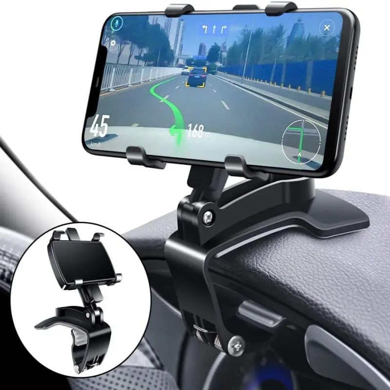 Universal Car Phone Holder Mount 360 Degree Rotation Dashboard Car Phone Holder-Multifunctional One Hand Operation Clip Design Phone Mount Suitable 4-7 inch phones