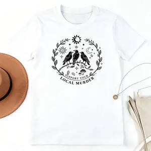 Support Your Local Murder Shirt for Crow Lovers, Nature Lovers, Funny Crow Shirt, Goblincore Shirt, Lunar Phase Shirt