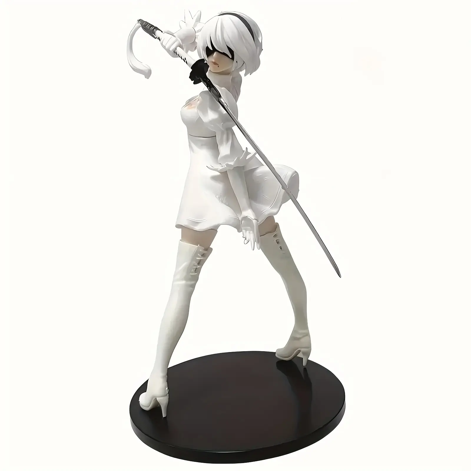 Black Anime Warrior Sculpted Statue - Graceful Swordswoman in Action Pose, PVC Figure Collectible Figurine, Ideal Gift for Anime Figures Enthusiasts