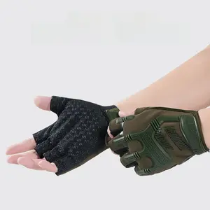 Special forces camouflage gloves for men, sports and fitness half-finger outdoor cycling, mountaineering, tactical open-finger combat thin gloves