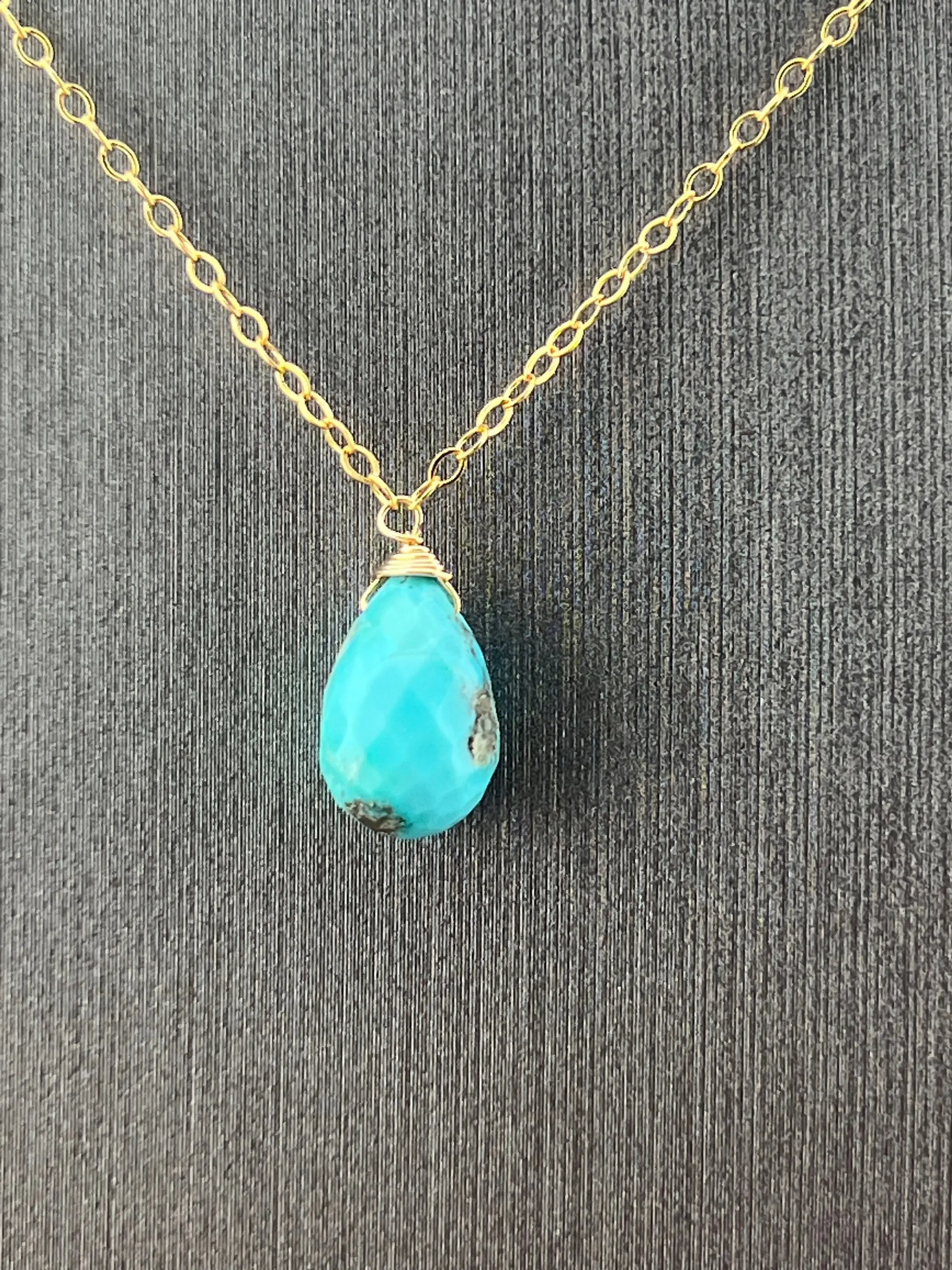 Arizona Turquoise Necklace • 14K Gold Filled or Sterling Silver • Blue Gemstone Drop • December Birthstone Gift for Her
