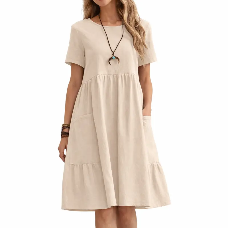 chinese dress ladies Linen Midi Dress in Mariner Stripe main image 1