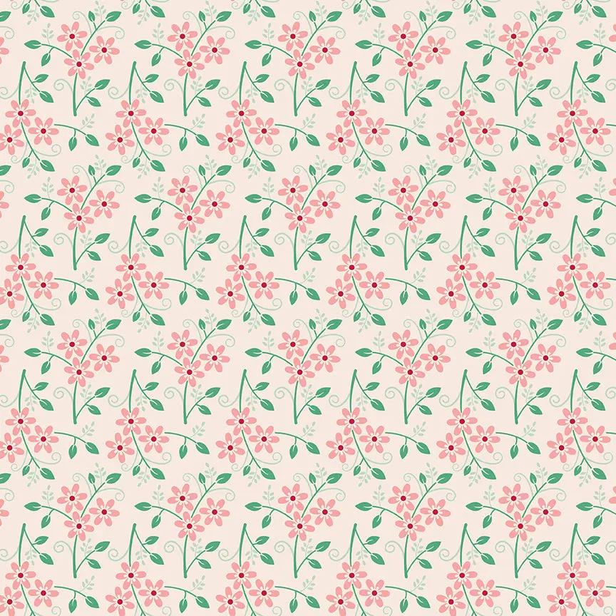 Fabric Riley Blake Lori Holt in Color Latte Bouquet Berry & Sage 108" Wide Back by the Quarter Yard WB17401-LATTE