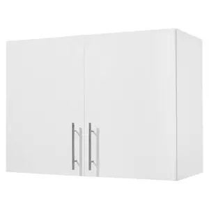 Laundry Room Wall Cabinet, 2-Tier Wall Mounted Hanging Cabinet With Adjustable Shelf, 32-Inch Cupboard Storage With Two Doors, Ideal For Bathroom, Kitchen, Laundry Rooms, 16 x 32 x 24 In (D x W x H), White Finish