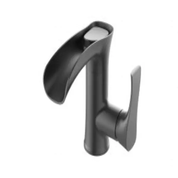 GARVEE Bathroom Faucets for Sink 1 Hole, Single Handle Matte Black Waterfall Faucet with Pop-up Drain, ABS+Zinc Alloy Faucet with Base Plate for Vanity