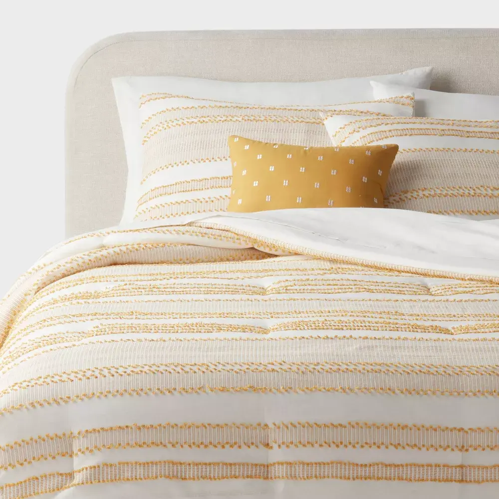 8pc Clipped Jacquard Striped Comforter and Sheet Set - Threshold