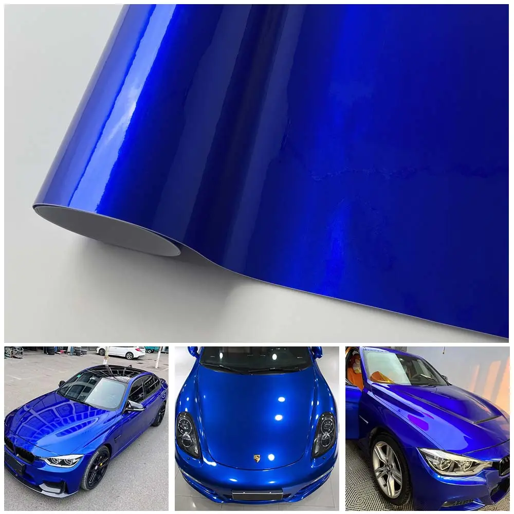 Glossy Candy Auto Adhesive Foil Film Motorcycle Stickers Vinyl Car Color Change Film Blue Glossy Metallic Vinyl Paper for Car