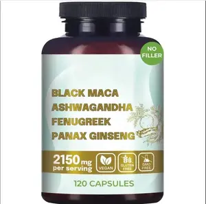 120 Capsules of 4-in-1 Natural Supplement with Organic Black Maca Root, Ashwagandha, Fenugreek, and Panax Ginseng – Formulated for Men and Women to Support Overall Wellness.