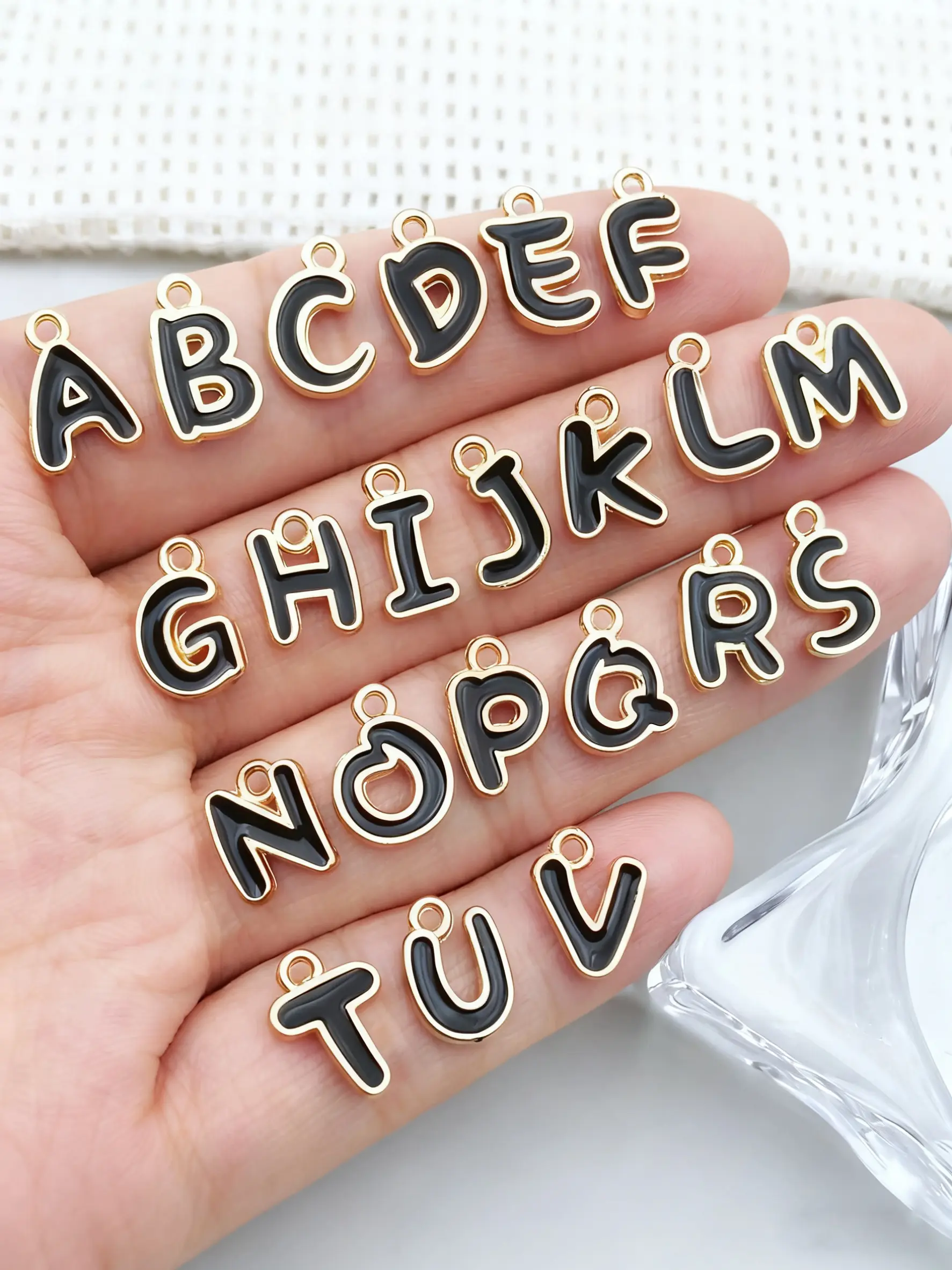 26pcs/set Alphabet Pendant Charms in Blue Colors, DIY Pendants