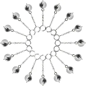 Disco ball keychain DIY silver reflective mirror ball pendant; can be made into keychains, necklaces, waist chains, and home decor.