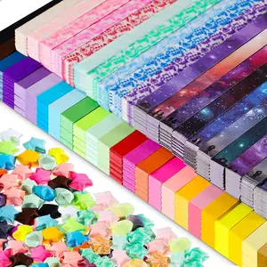 4950 Sheets Origami Star Paper Strips 27 Solid Color Glows in The Dark Space Sky Double Sided Star Paper Strips for Arts Crafts