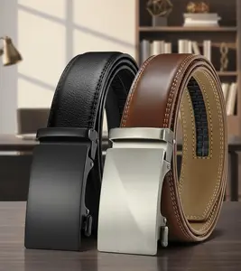 Men's Genuine Leather Ratchet Belt Men 2 Pack - Customizable Fit, Effortless Style (35mm)