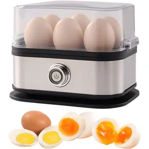 Rapid Egg Cooker 6 Eggs Capacity Electric Stainless Steel, Soft, Medium, Hard Boiled, Egg Steamer, Egg Poacher With Auto Shut-Off, BPA Free