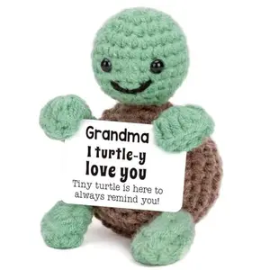 Mini Funny Turtle Grandma Gifts Mothers Day Birthday Gifts for Grandma from Granddaughter Grandson Grandkids, Nana Gigi Love Small Cute Stuff Things, Handmade Emotional Positive Crochet Turtle