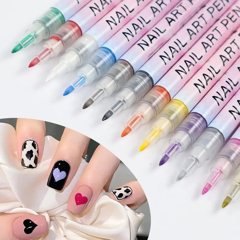 Nail Art Marker Pen, 12pcs/set Quick Dry Nail Art Drawing Pen, DIY Nail Art Design Tool for Women & Girls, Nail Art Tools