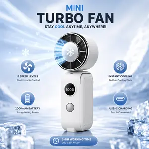 Desktop fan Turbo Table Fan Travel Vacation Essentials for Office 5-Speed Digital Display Low Noise Rechargeable Battery Dual Adjustment Modes Quiet Cooling Quiet Desk Fan Portable