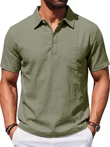 American Style Loose Breathable Linen Business Polo Shirt, Comfortable Casual Wear, Perfect for Daily Use, Men's Fashion Clothing