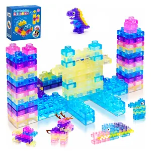 Soft Jelly Building Blocks, Squishy Multi-color Stacking Building Blocks Toy Set, Non-toxic Sensory Tactile Play Toy Safe Squeezable & Stretchable Fun, Puzzle Blocks for Kids Early learning Preschool STEM Creative Construction Bath Toy Age 3+ tikt