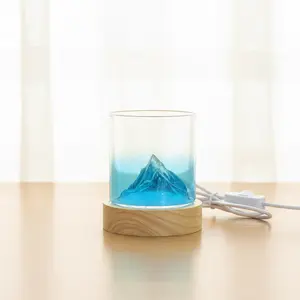 Glow Mountain Cup with USB Warm Light Base – Everest Crystal & Blue Glacier Design | Aesthetic Drinkware Gift
