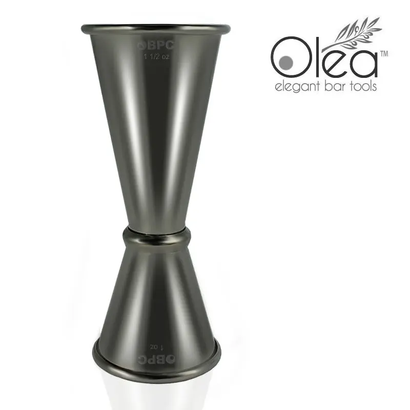 Olea™ Gunmetal Plated Stainless Steel Japanese Tall Cocktail Jigger - 1.5oz x 1oz, Precise Meas. Tool for Craft Bartenders, Kitchen & Bar Accessory, Utensils