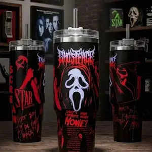 Scream 7 Ghostface Tumbler 40oz 20oz Movie Custom Cup 40 oz Tumbler With Handle, Tumbler 20oz No Handle, Gifts For Fans