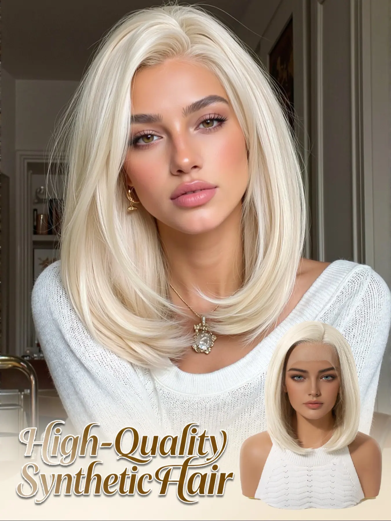 13x4 HD Lace Front Wig Straight Glueless Wig No Glue Wig 12 Inch Short Bob Platinum Blonde Glueless Heat Resistant Synthetic Natural Comfortable Daily Wear for Women Heat Resistant Wigs