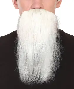 Imperial Long Wizard Beard White Facial Hair for Men, Flame-retardant Synthetic Fiber