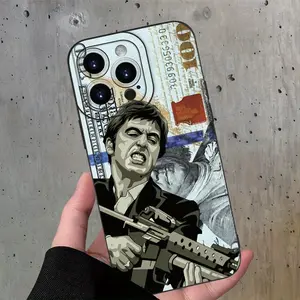 Trendy Pattern with Scarface for iPhone 17 Air 16 15 14 13 12 11 Pro Max Plus - Black TPU Soft Case. The Case Provides Good Protection And Trendy And Novel Patterns, Suitable for Boys And Girls, Gift/Anniversary/Holiday Gift, Good Choice.