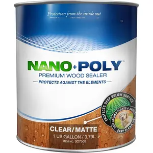 NANO+POLY Penetrating  Sealer with Polyurethane - 1 Gallon. Water-based, Low-VOC, waterproofer & stain for decks, fences & log homes.