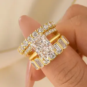 Maxine CZ 4.5ct Radiant Cut 4PC Engagement Ring,5A Cubic Zirconia Women's Ring Jewelry,Promise Ring for Daily,Travel,Proposal,Wedding,Birthday,Anniversary, Engagement Rings