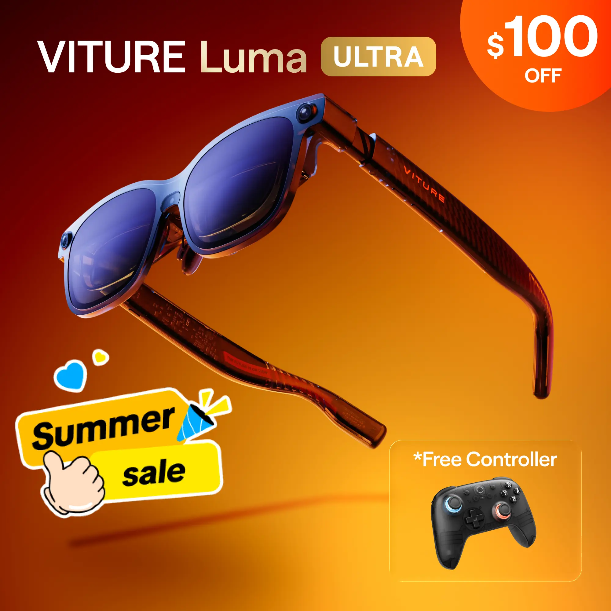 VITURE Luma Ultra XR/AR Glasses,smart glasses,152” 1200p Display, 1500 Nits Brightness,3 cameras, features hand gesture, full 6DoF, Works with iPhone 17/16/15, Android, Mac, PC, Switch 2, PS5 & Steam Deck