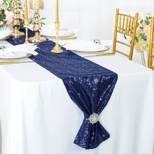12"x108" Sequin Taffeta Table Runner - Navy Blue (1pc)