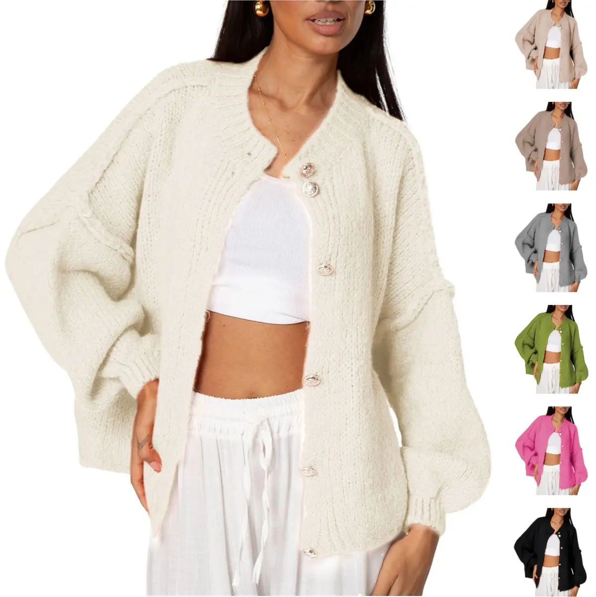 UANEO Women's Cardigan Sweaters Casual Lightweight Long Sleeve Button Up Knit Oversized  Fall Outwear TikTokShopBlackFriday